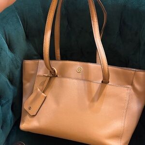 Tory Burch Leather Tote with Gold Logo
